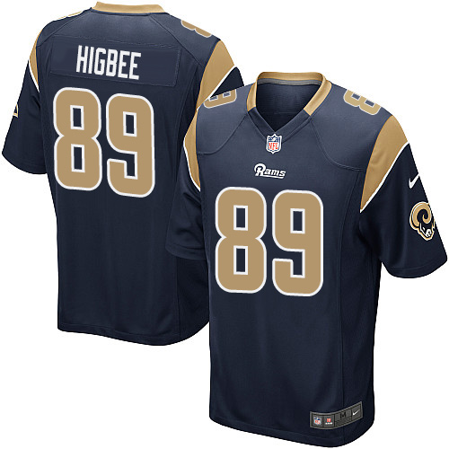 Men's Game Tyler Higbee Nike Jersey Navy Blue Home - #89 NFL Los Angeles Rams